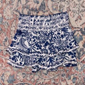 Poupette St. Barth Kaila Tiered Mini Skirt in Blue Rainforest SZ XS EUC